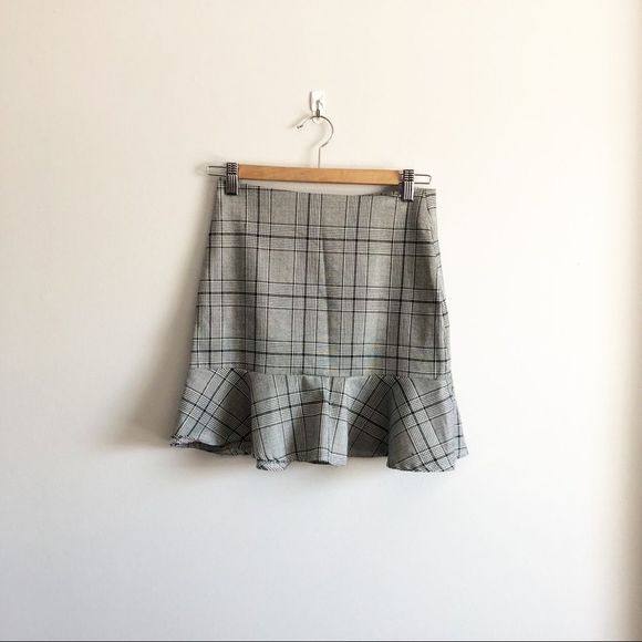 Parisian Check Drop Frill Hem Mini Skirt - Picture 2 of 8